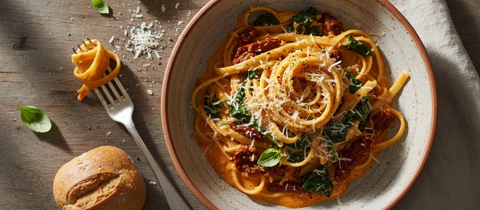 Creamy Sun-Dried Tomato and Spinach Pasta gallery photo