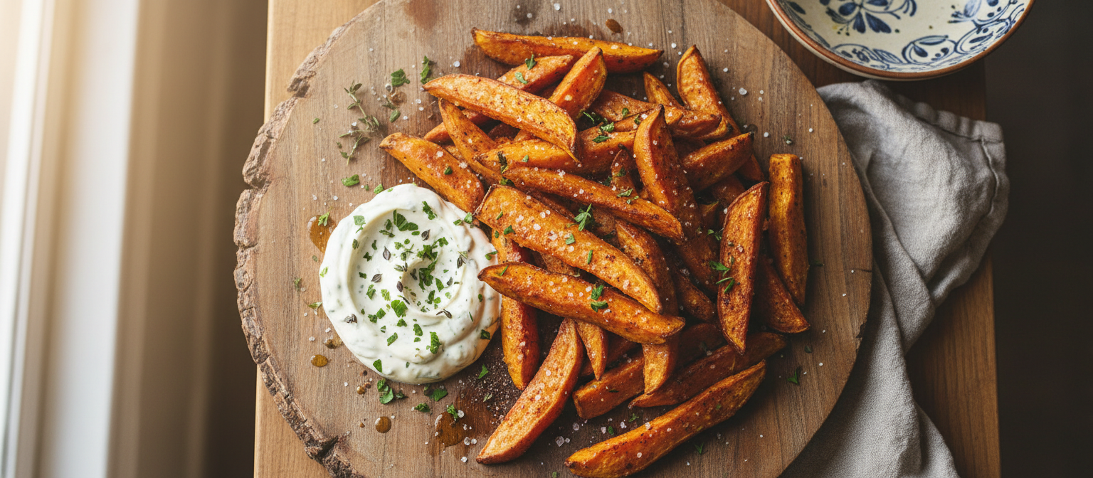 Crispy Baked Sweet Potato Wedges with Garlic Aioli gallery photo