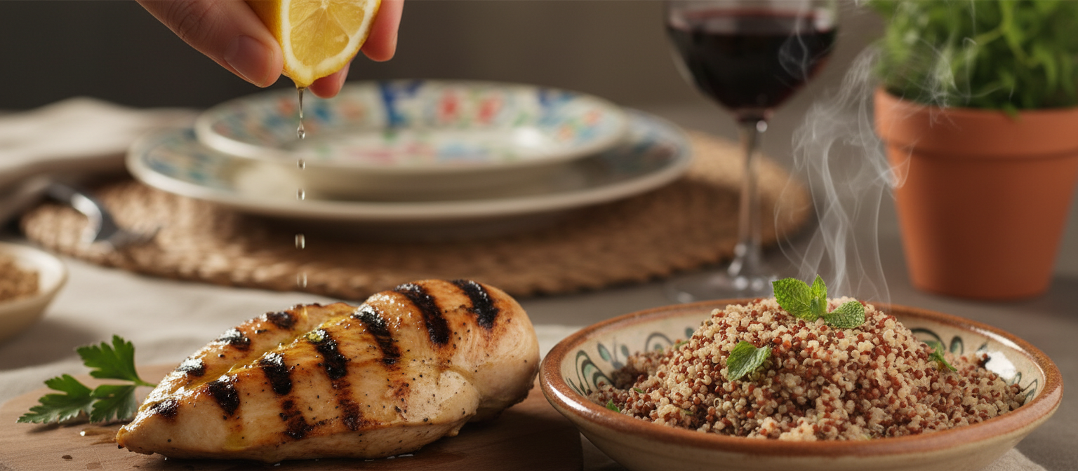 Grilled Lemon Herb Chicken with Garlic Quinoa gallery photo