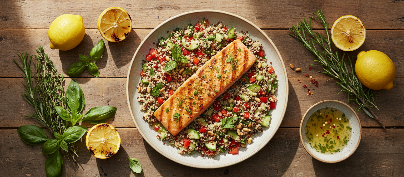 Grilled Lemon Herb Salmon with Quinoa Pilaf gallery photo