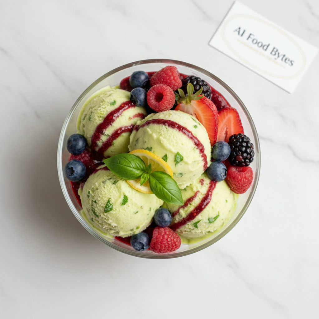 Lemon Basil Sorbet with Fresh Berries gallery photo