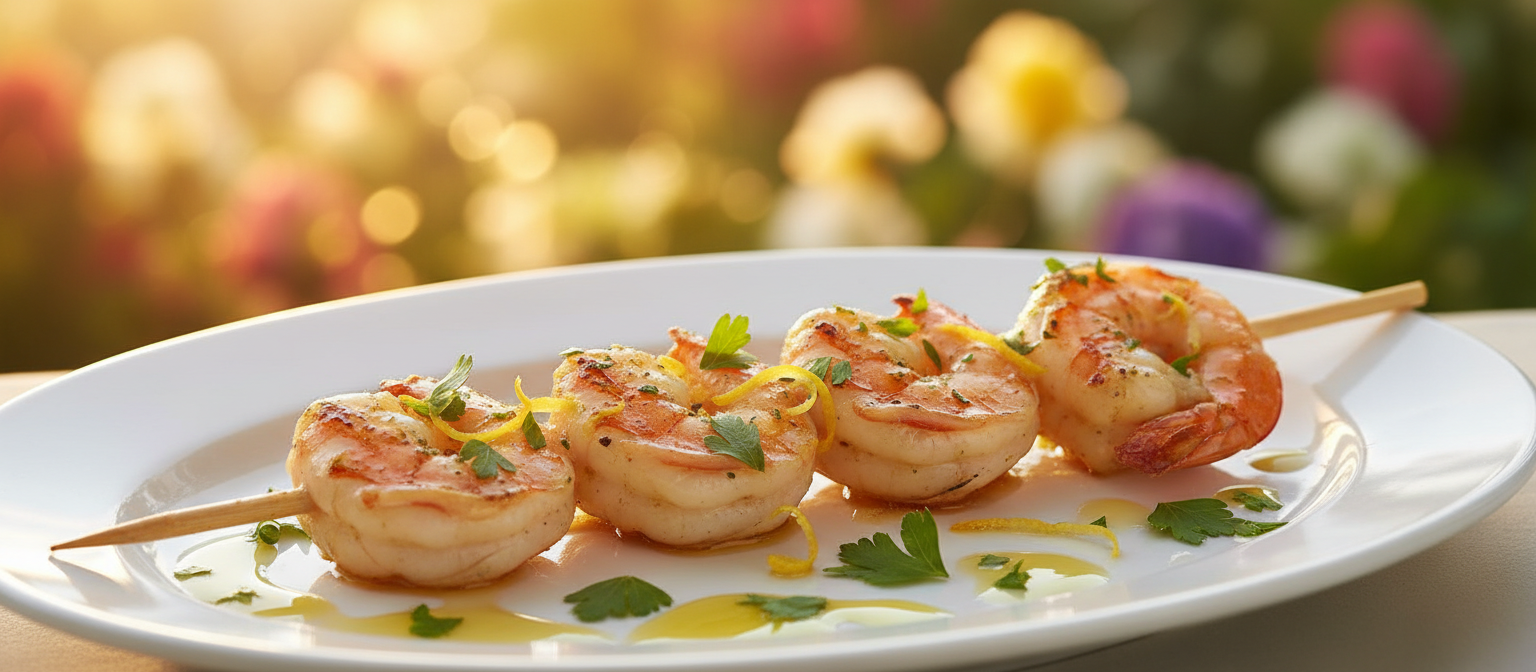 Lemon Herb Grilled Shrimp Skewers with Garlic Rice gallery photo