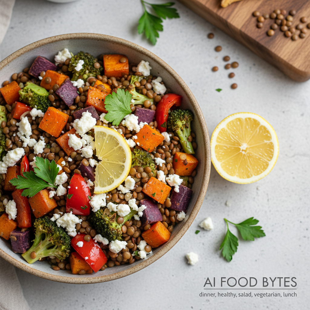 Lentil and Roasted Vegetable Salad with Feta gallery photo