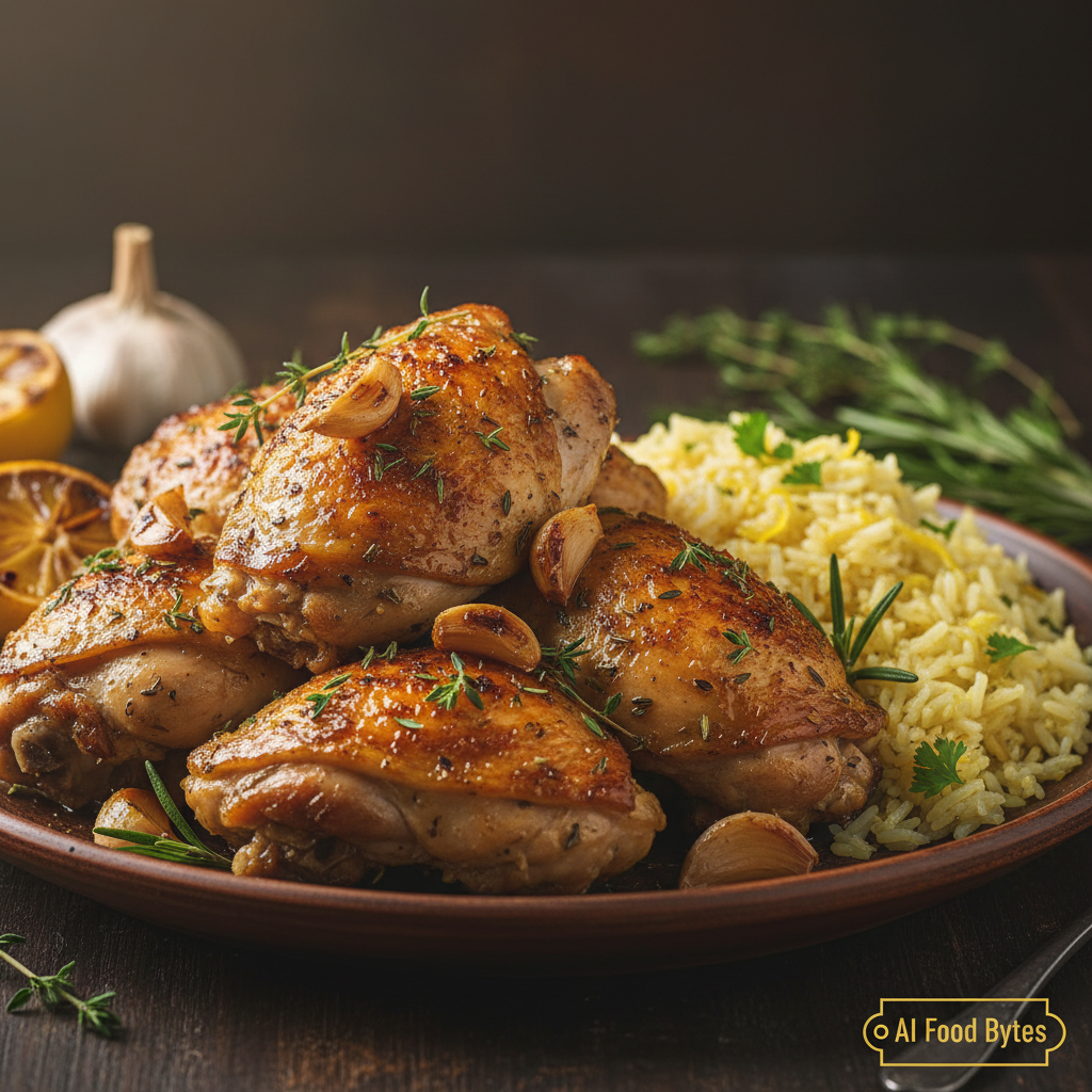 Roasted Garlic and Herb Chicken Thighs with Lemon Rice gallery photo