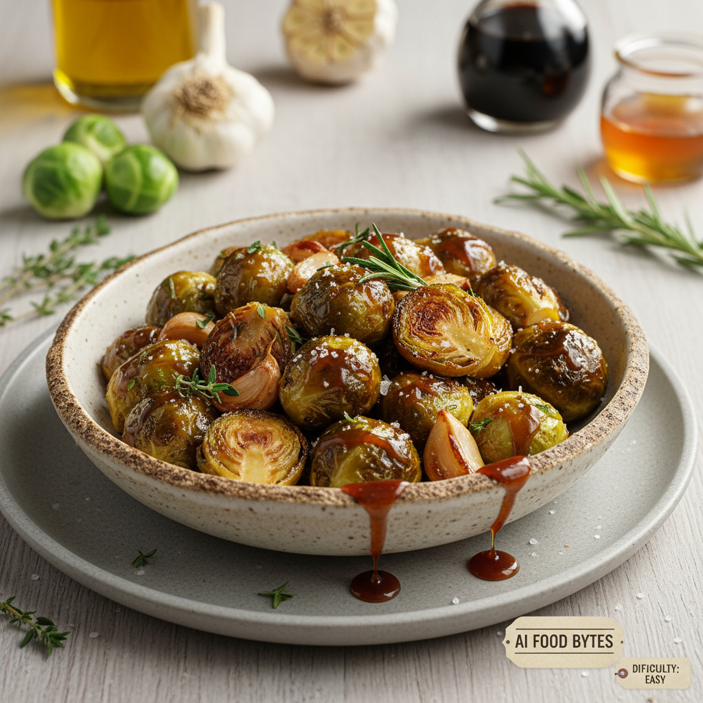 Roasted Garlic Brussels Sprouts with Balsamic Glaze gallery photo