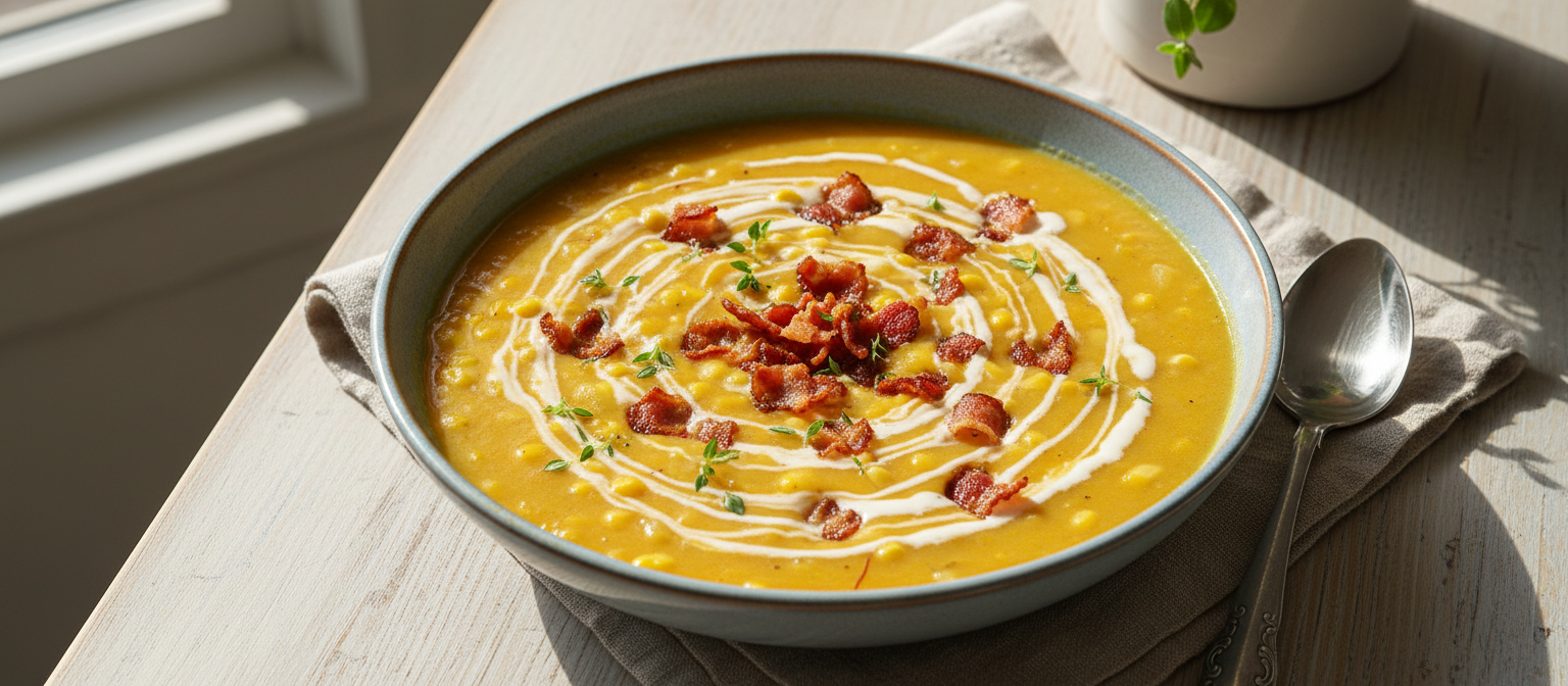 Saffron Infused Corn Chowder with Bacon gallery photo