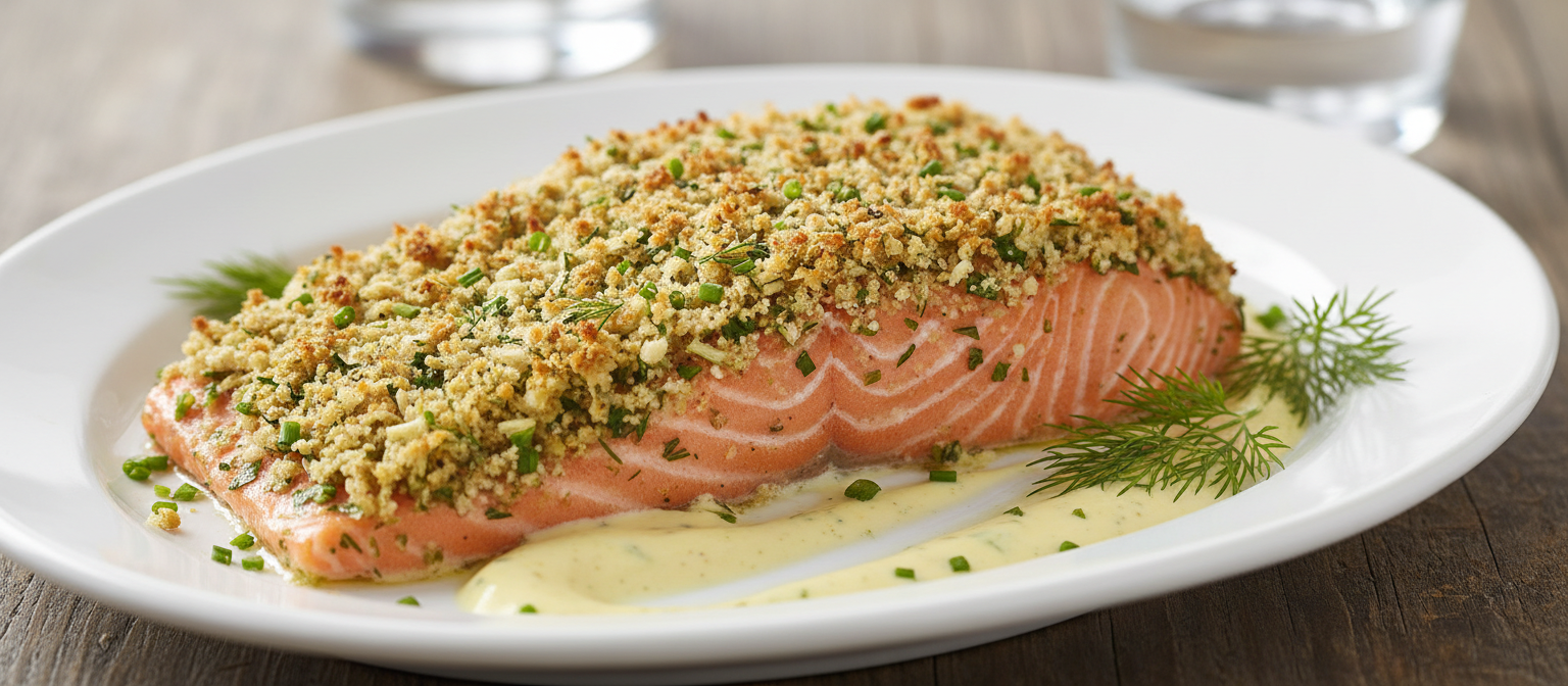 Savory Herb-Crusted Salmon with Lemon Dill Sauce gallery photo