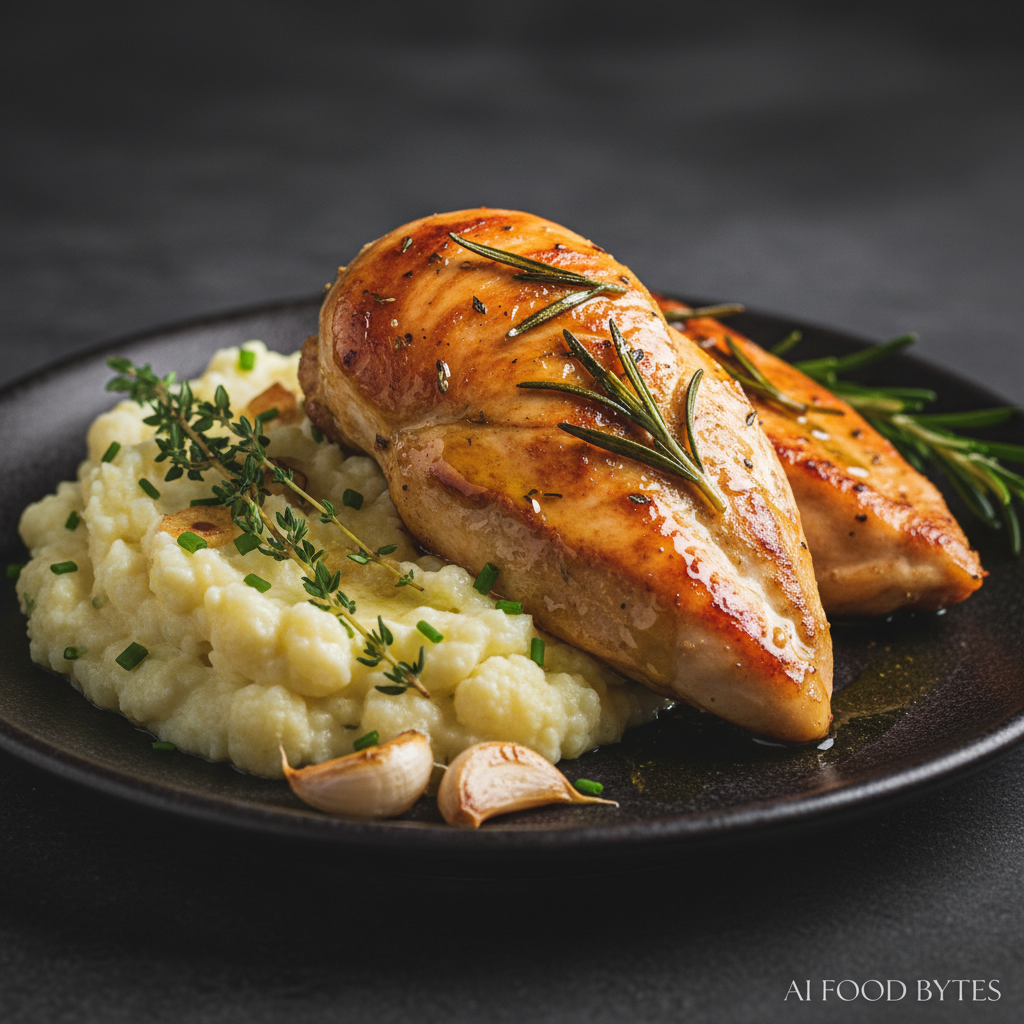 Savory Herb-Infused Chicken Breasts with Garlic Mashed Cauliflower gallery photo