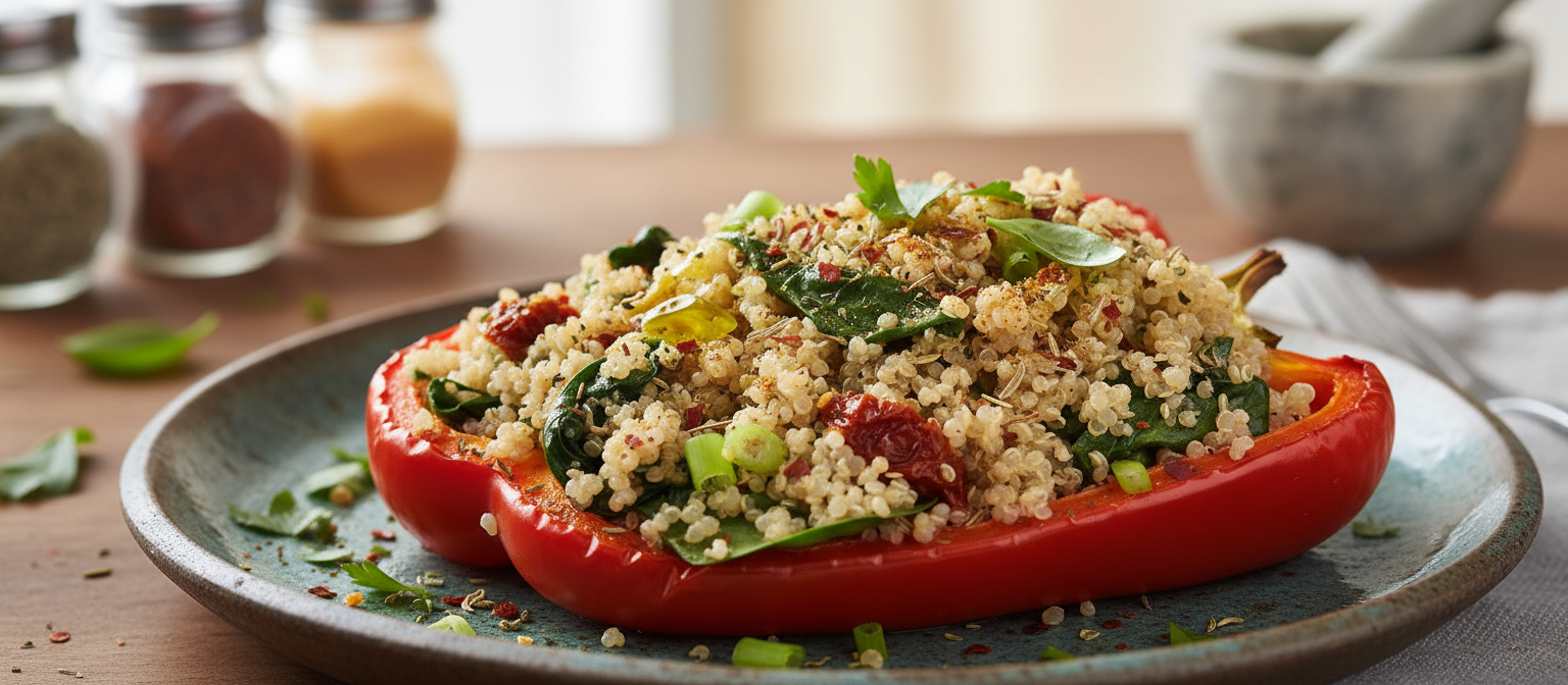 Savory Quinoa and Spinach Stuffed Peppers gallery photo