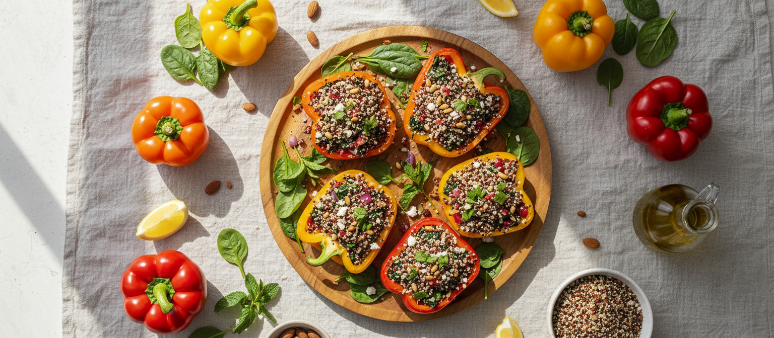 Savory Quinoa and Spinach Stuffed Peppers gallery photo