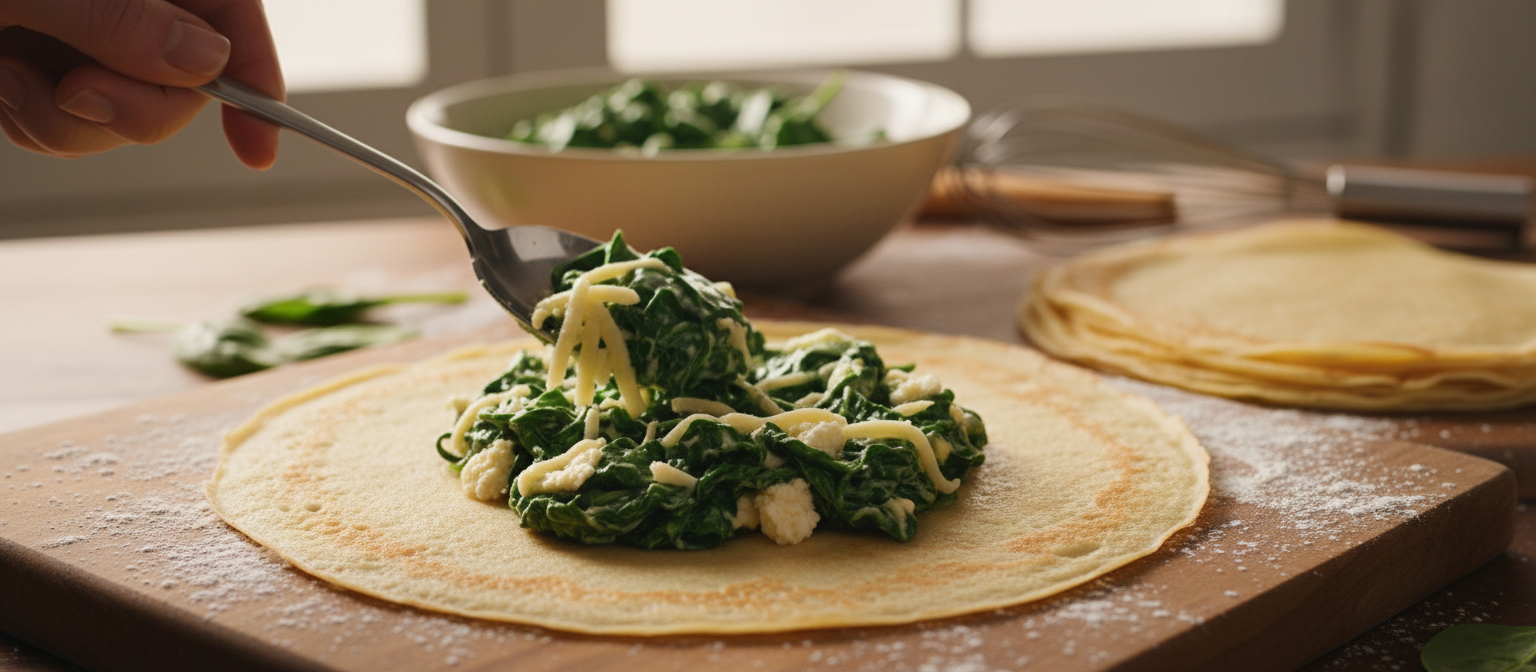 Savory Spinach and Cheese Stuffed Crepes gallery photo