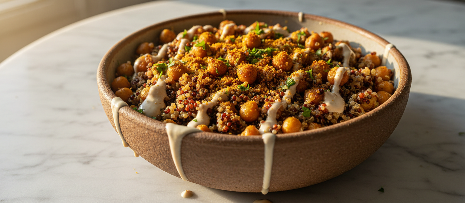 Spicy Chickpea and Quinoa Bowl with Tahini Dressing gallery photo