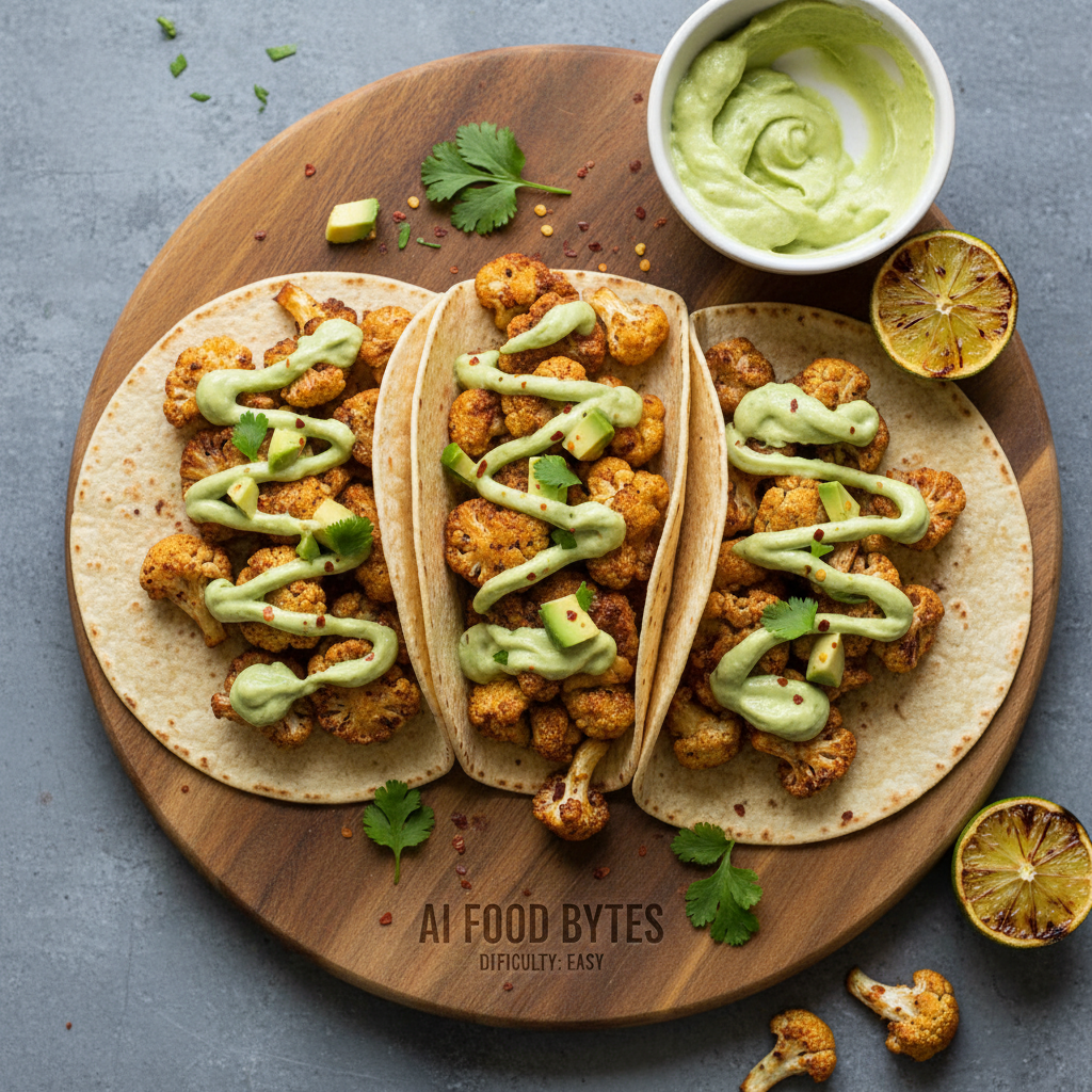 Spicy Roasted Cauliflower Tacos with Avocado Cream gallery photo