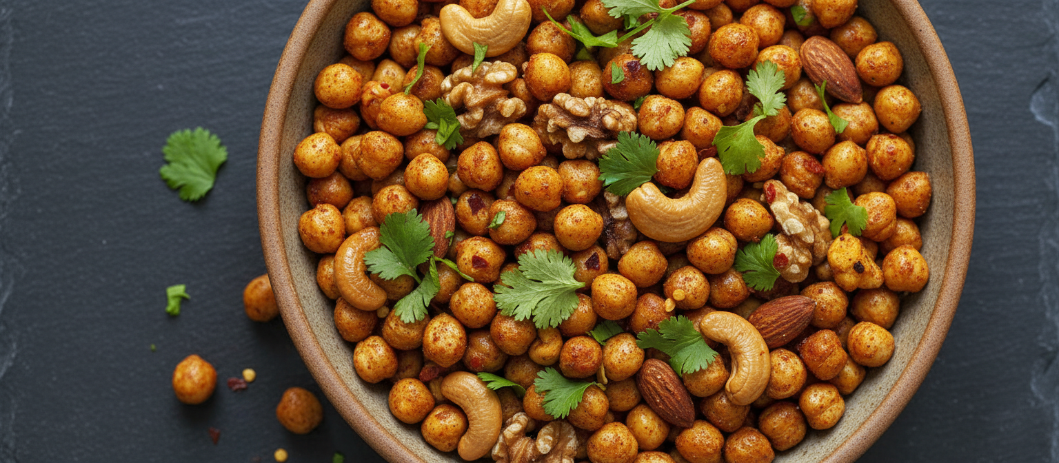 Spicy Roasted Chickpea Snack Mix with Nuts gallery photo
