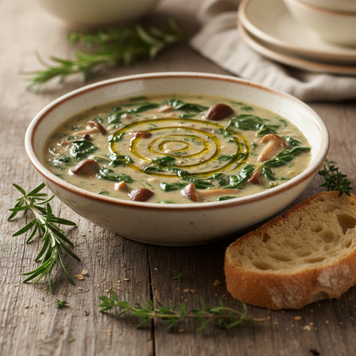 Creamy Wild Mushroom and Spinach Soup preview