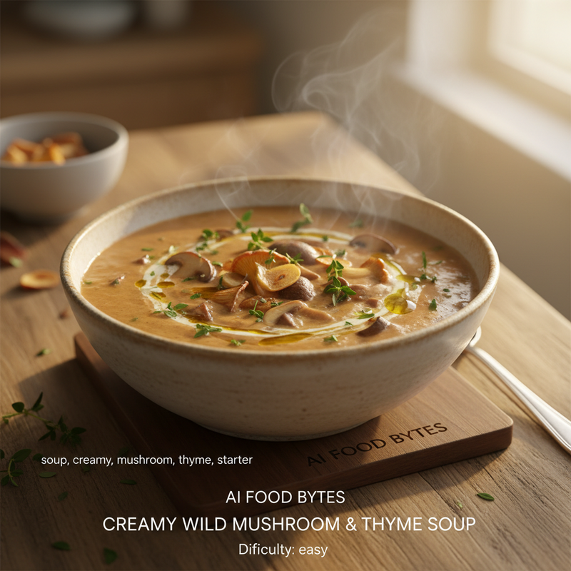 Creamy Wild Mushroom and Thyme Soup hero image