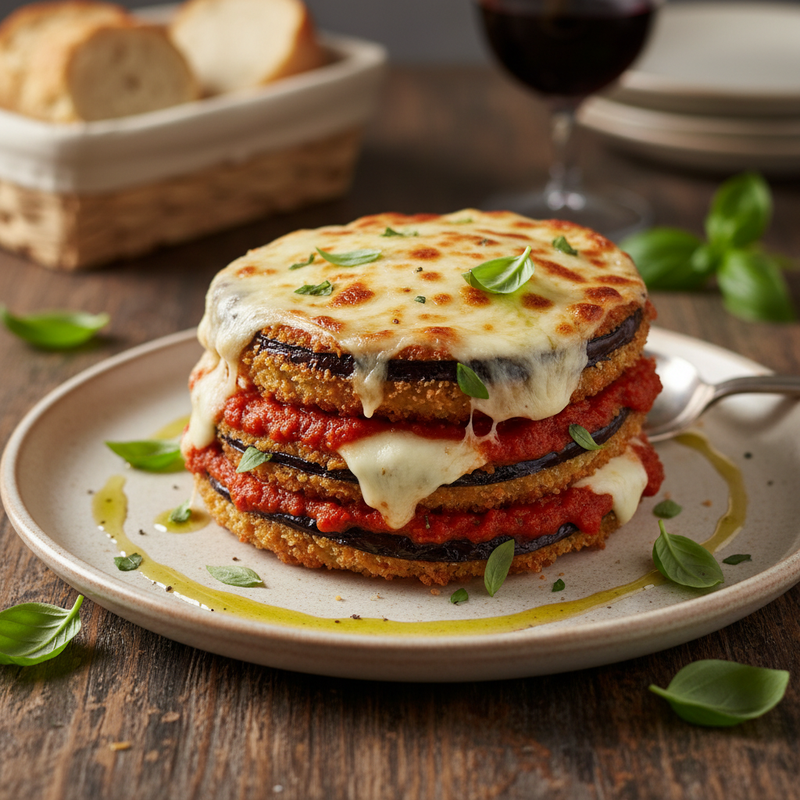 Crispy Baked Eggplant Parmesan with Marinara hero image