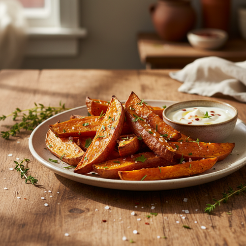 Crispy Baked Sweet Potato Wedges with Garlic Aioli preview
