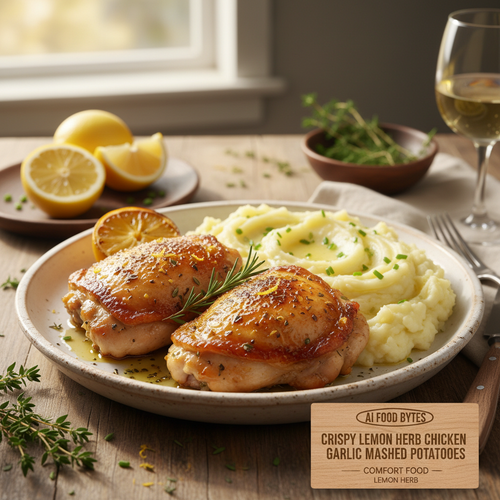Crispy Lemon Herb Chicken Thighs with Garlic Mashed Potatoes preview