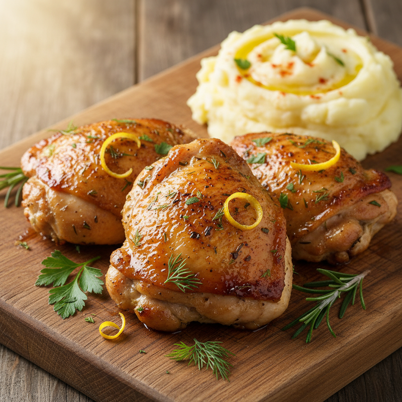 Crispy Lemon Herb Chicken with Garlic Mashed Potatoes hero image
