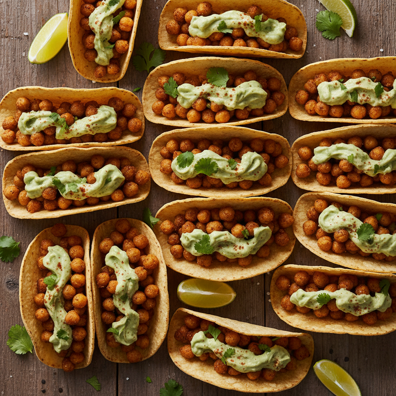 Crispy Roasted Chickpea Tacos with Avocado Cream hero image