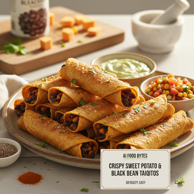 Crispy Sweet Potato and Black Bean Taquitos hero image