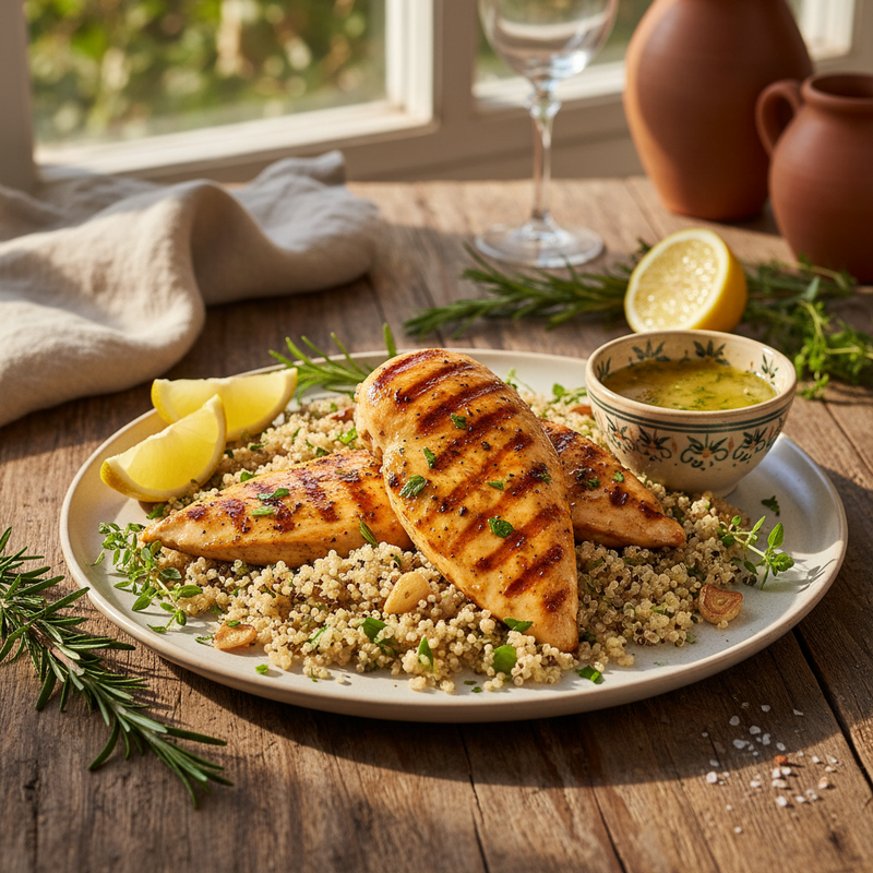 Grilled Lemon Herb Chicken with Garlic Quinoa hero image