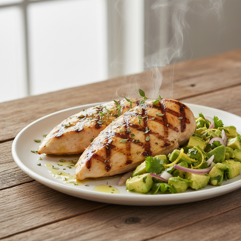Lemon Herb Grilled Chicken with Avocado Salsa hero image