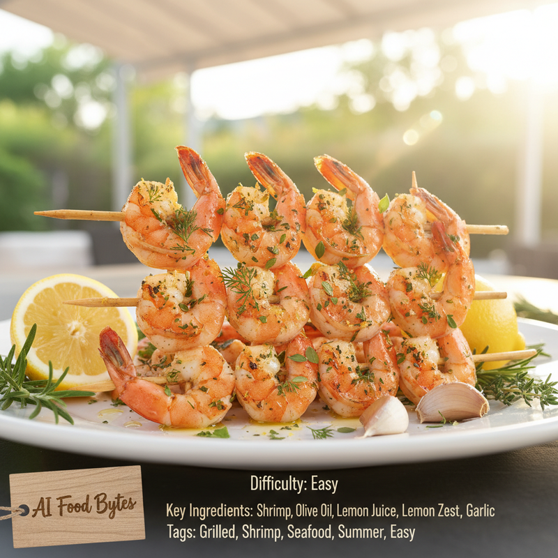 Lemon Herb Grilled Shrimp Skewers hero image