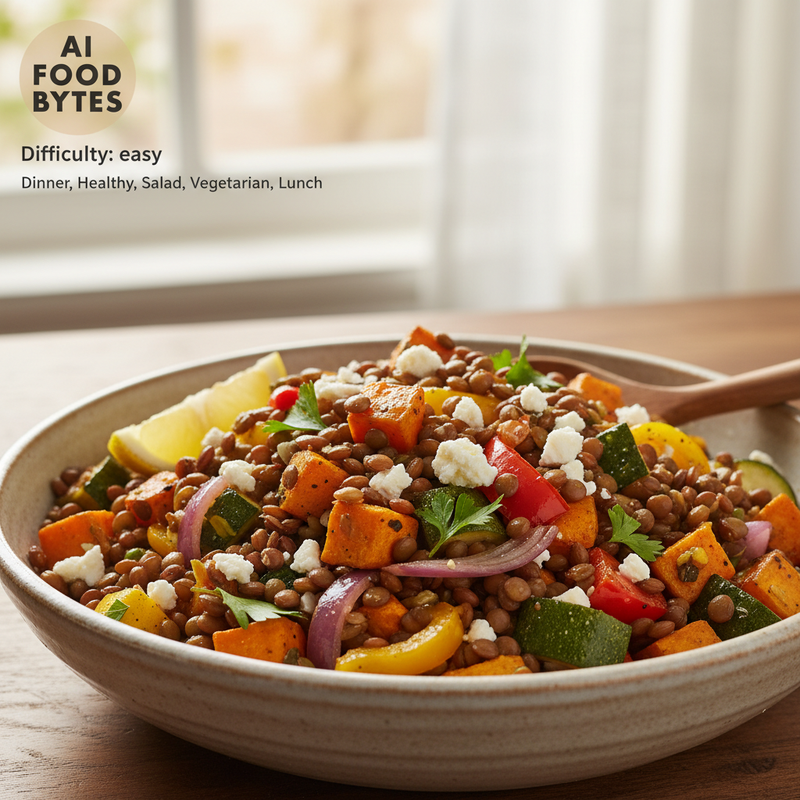 Lentil and Roasted Vegetable Salad with Feta hero image