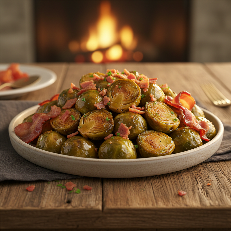 Maple Glazed Brussels Sprouts with Bacon hero image