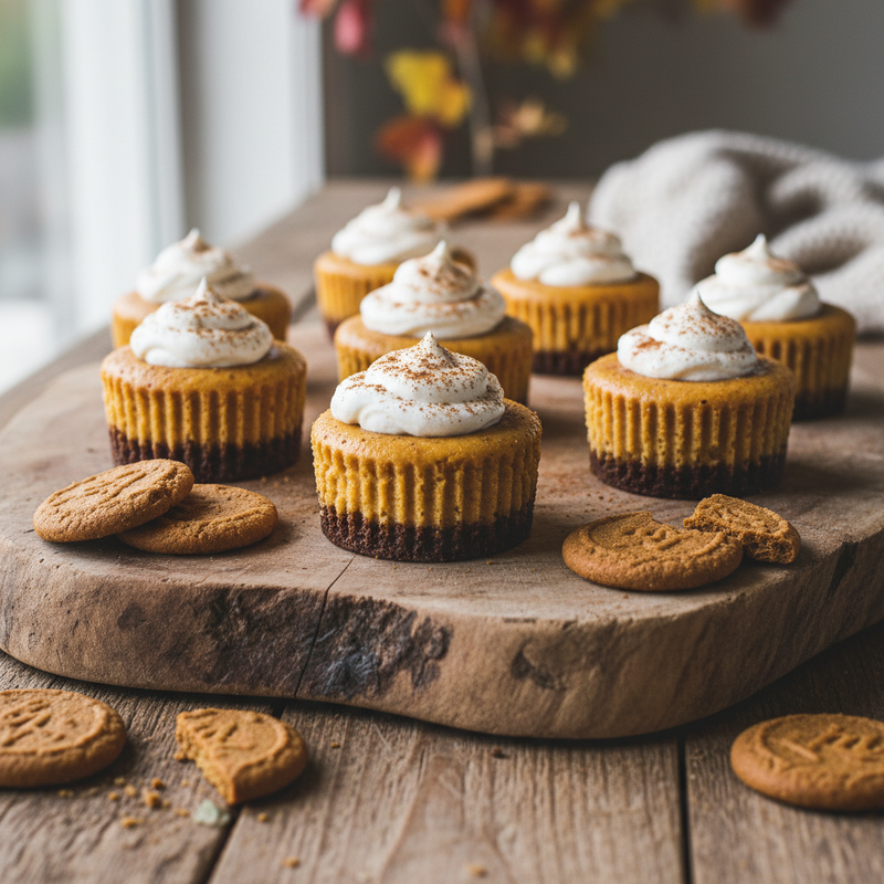 Mini Pumpkin Cheesecakes with Gingersnap Crust hero image