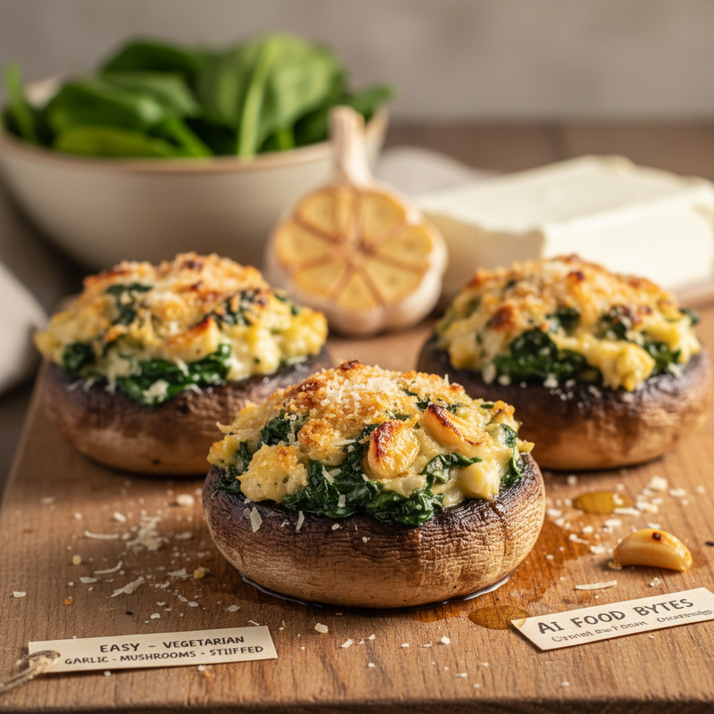Roasted Garlic and Spinach Stuffed Portobello Mushrooms hero image