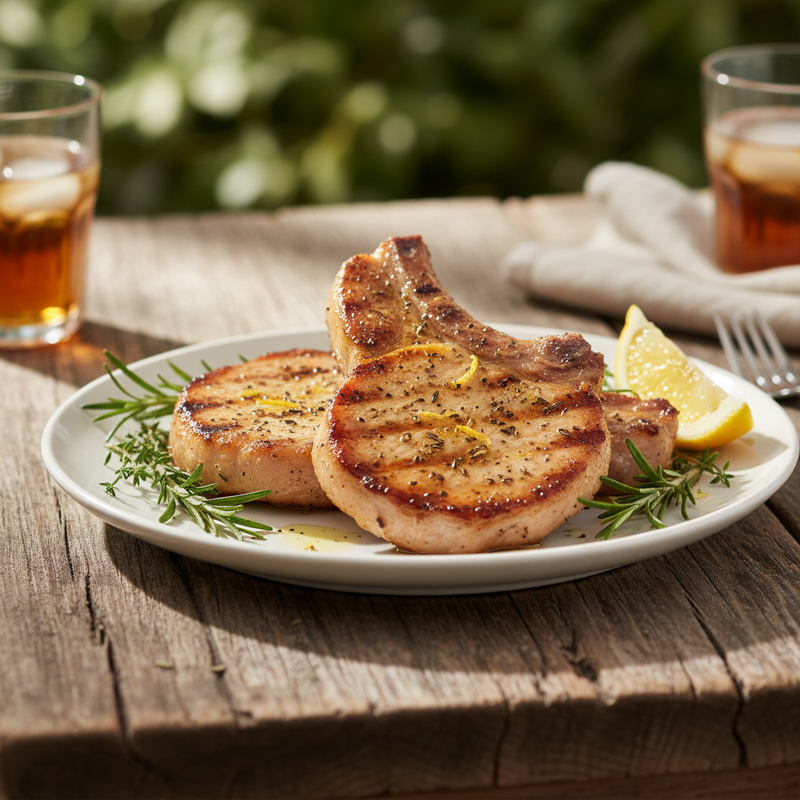 Savory Herb and Lemon Grilled Pork Chops hero image