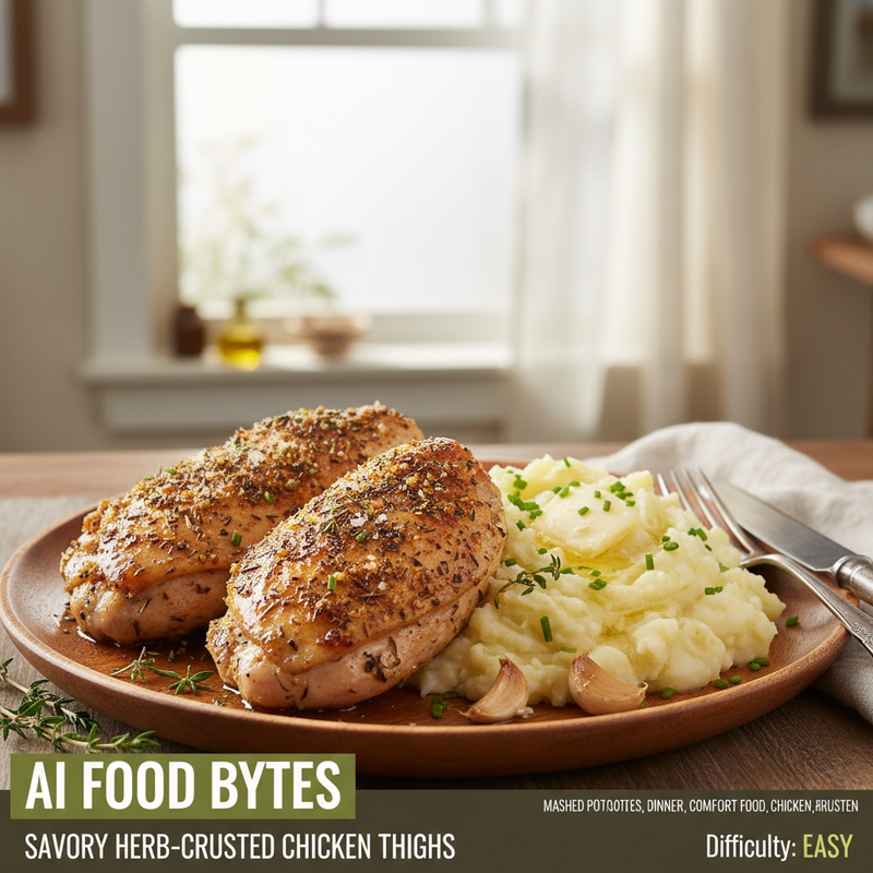 Savory Herb-Crusted Chicken Thighs with Garlic Mashed Potatoes hero image