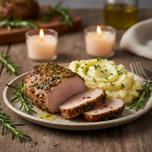 Savory Herb-Crusted Pork Tenderloin with Garlic Mashed Potatoes preview