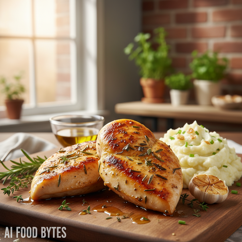 Savory Herb-Infused Chicken Breasts with Garlic Mashed Cauliflower hero image