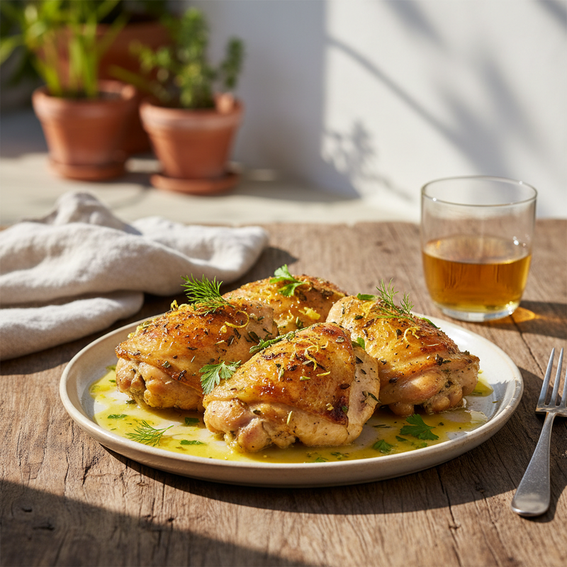 Savory Herb-Infused Chicken Thighs with Lemon Garlic Sauce hero image