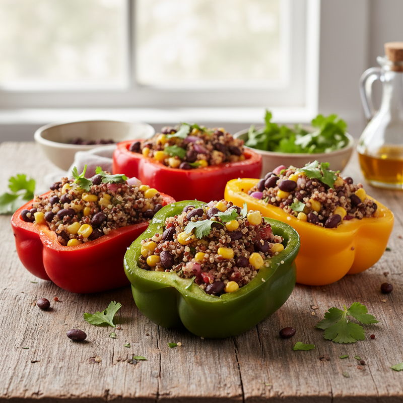 Savory Quinoa and Black Bean Stuffed Peppers hero image