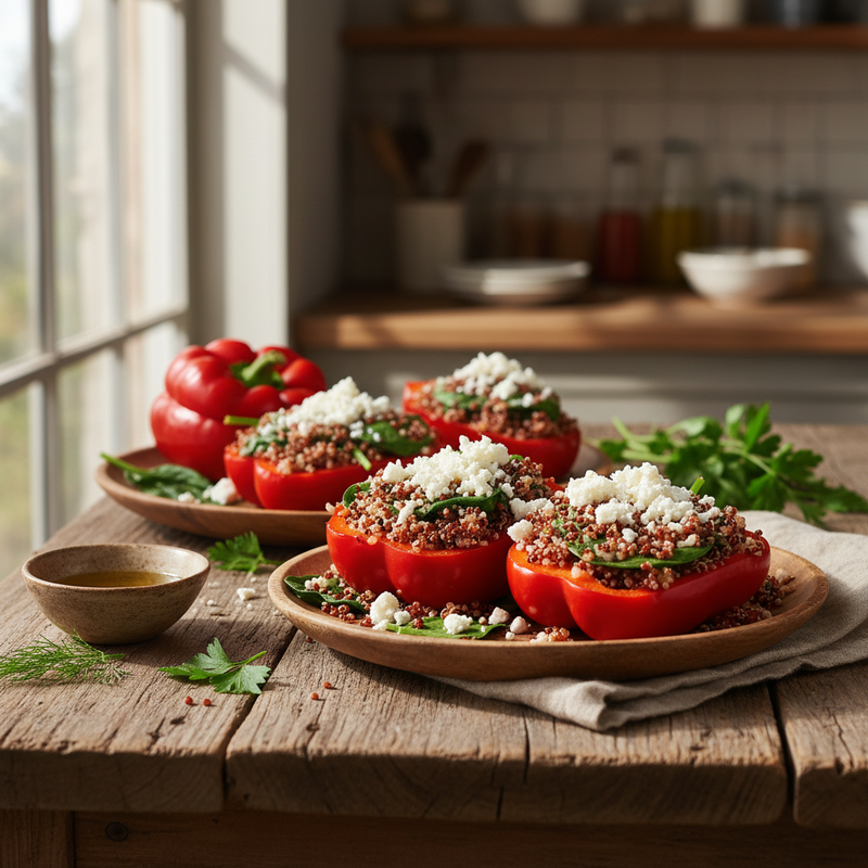 Savory Quinoa and Spinach Stuffed Peppers hero image