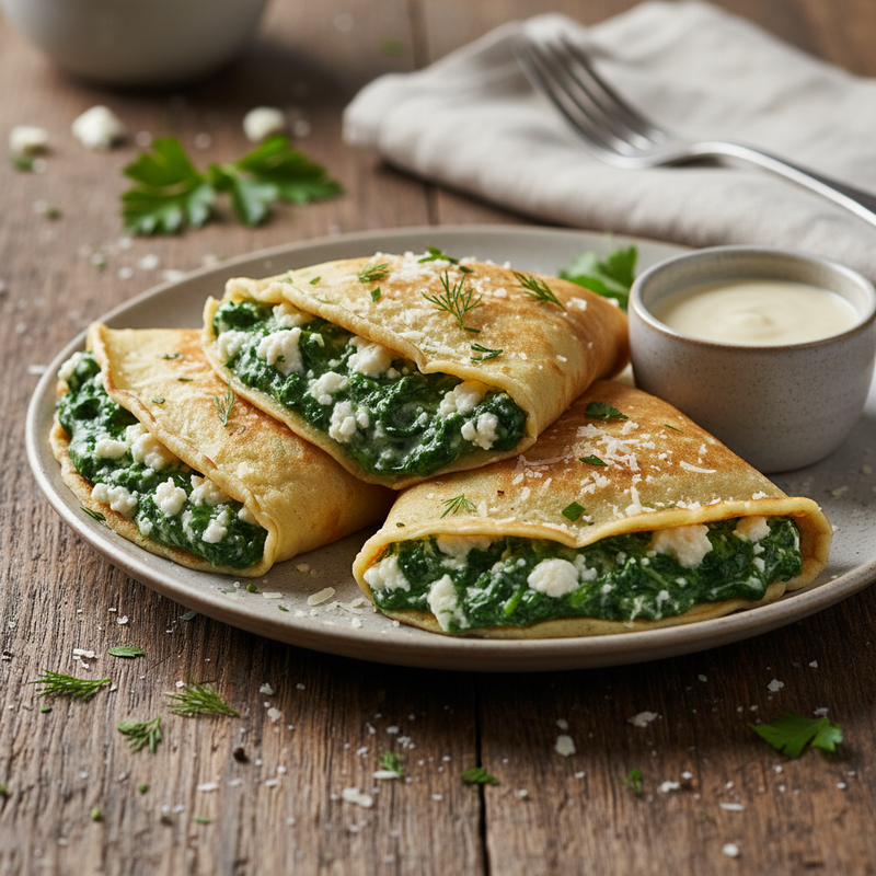 Savory Spinach and Cheese Stuffed Crepes hero image