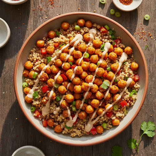 Spicy Chickpea and Quinoa Bowl with Tahini Dressing preview