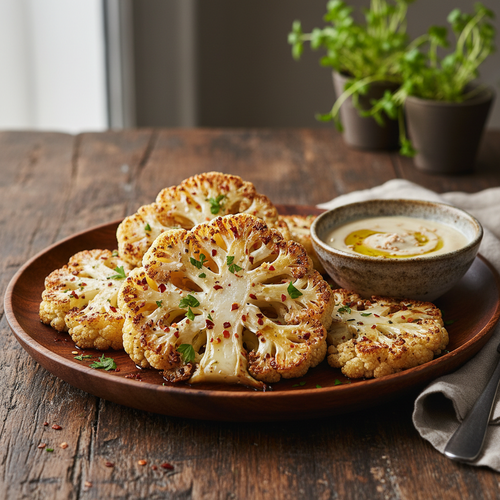 Spicy Garlic Roasted Cauliflower Steaks preview