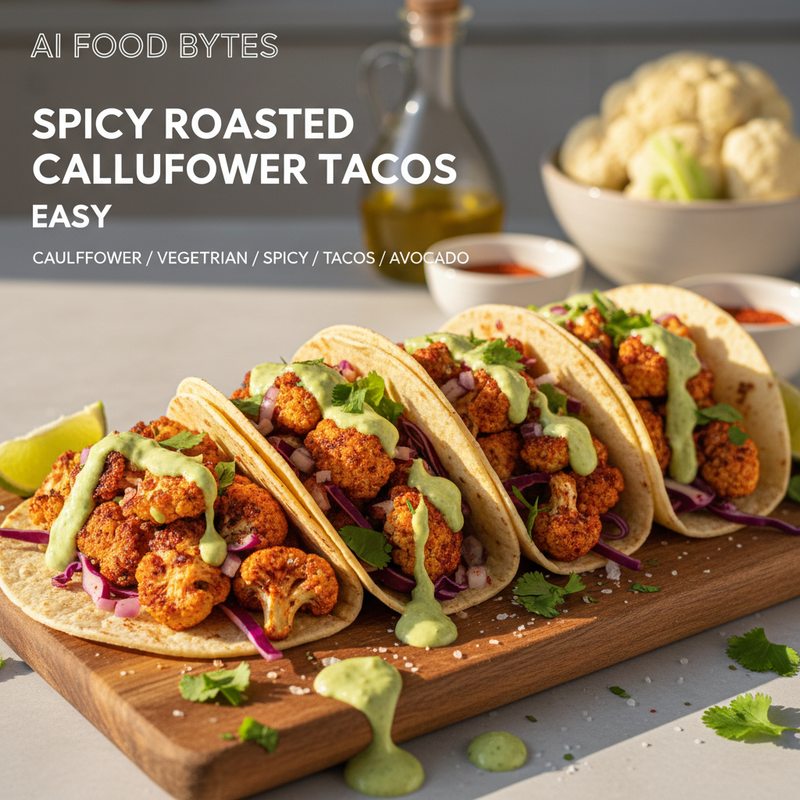 Spicy Roasted Cauliflower Tacos with Avocado Cream hero image