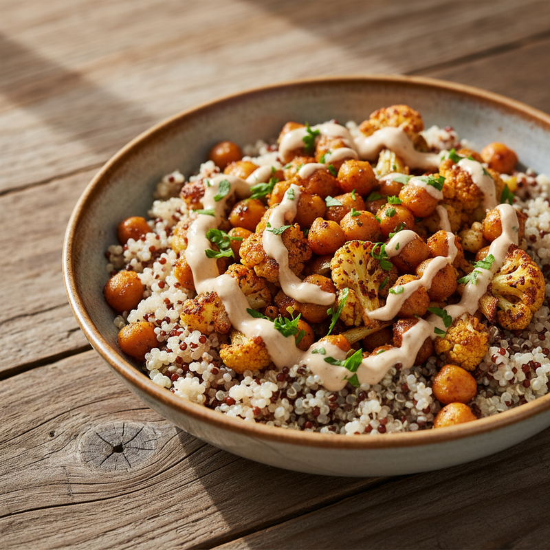 Spicy Roasted Chickpea and Cauliflower Bowl hero image