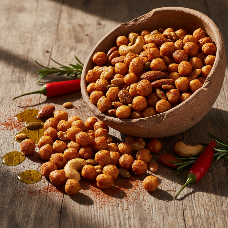 Spicy Roasted Chickpea Snack Mix hero image